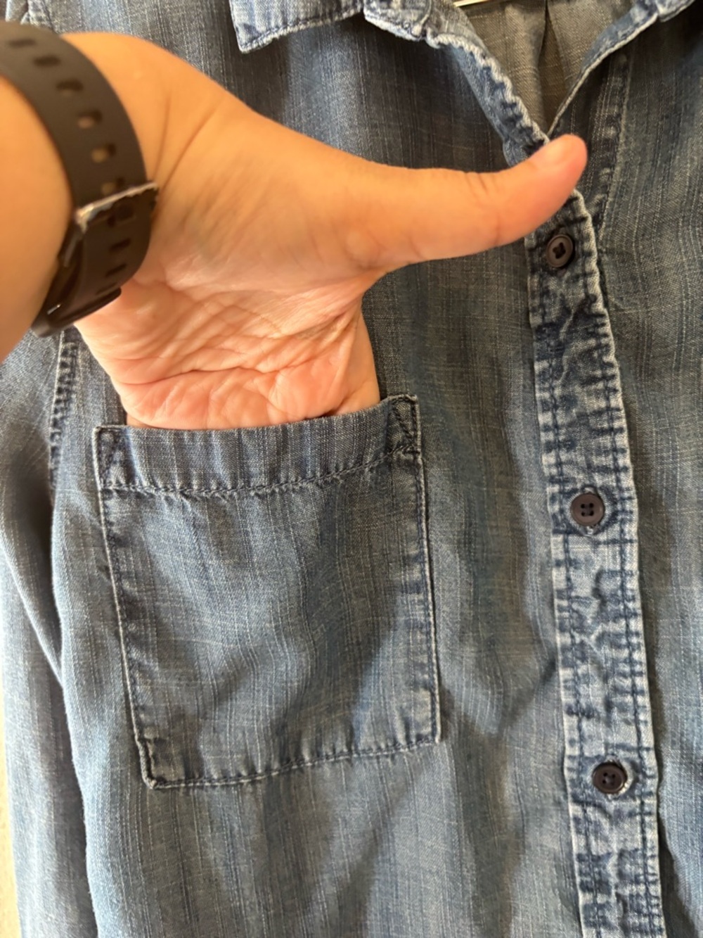 Banana Republic Chambray Boyfriend Fit Button Up Shirt - Picture 3 of 6